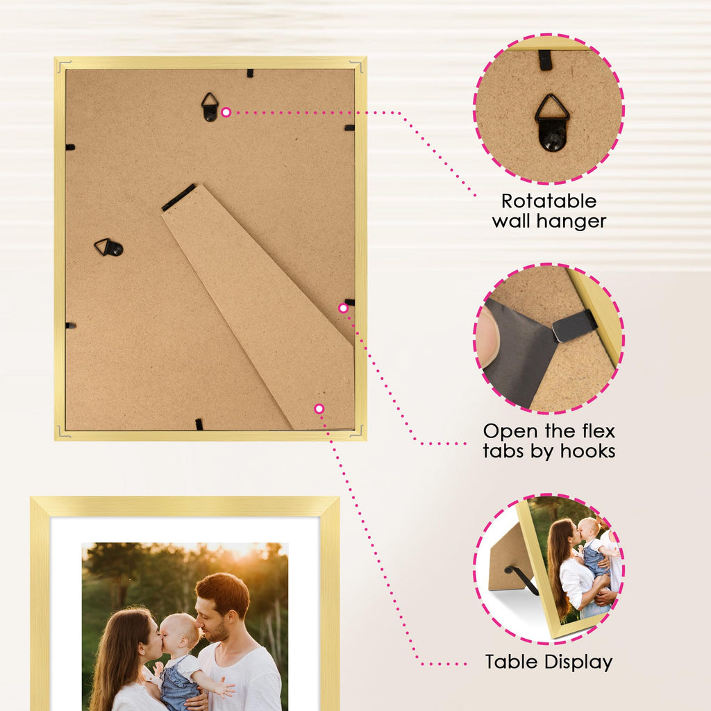 8x10 Picture Frame Bulk-6 Pack, Gold Picture Frames Collage Wall Decor, Wall & Tabletop Picture Frames, Photo Frame