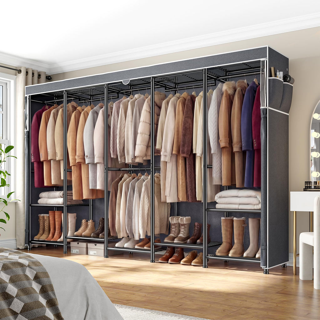 Clothes Rack with Cover 1200LBS Heavy Duty Freestanding Closet