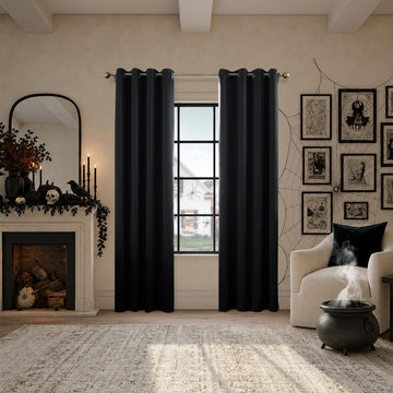 Nordic 2-pack Theater Grade Extreme 100% Blackout Grommet Curtain Panel Pair, 52" x 96", Black