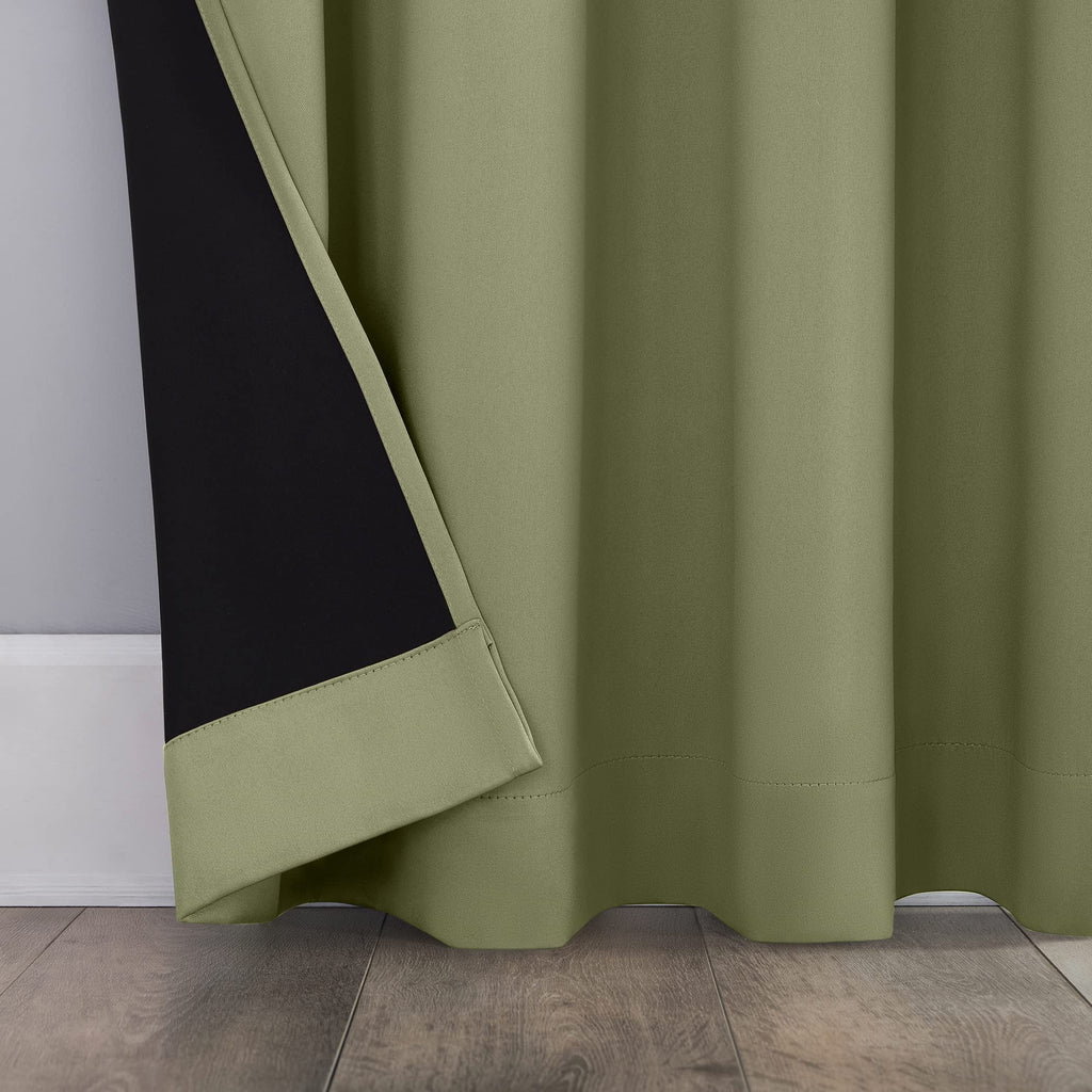 Nordic 2-Pack Theater Grade Noise Reducing Extreme 100% Blackout Grommet Curtain Panel Pair, 52" x 84, Sage Green
