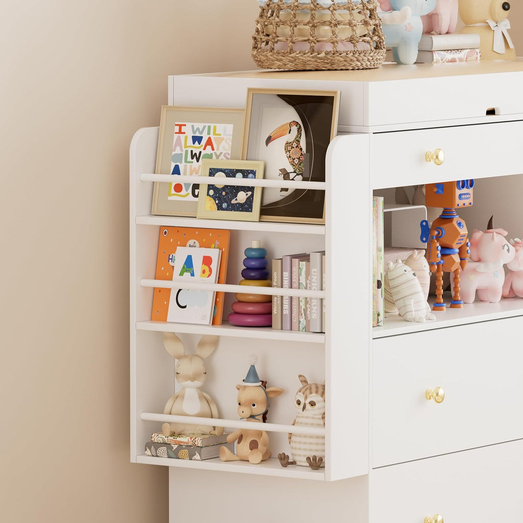 Nursery Dresser with Baby Changing Table, Modern Diaper Changing Station,Dresser with 3 Drawers & Shelves, Storage