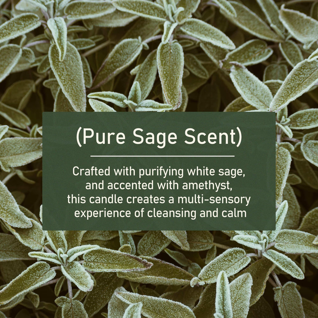 Sage Candle for Cleansing with Crystal - 3 Wick 24 oz 2PC