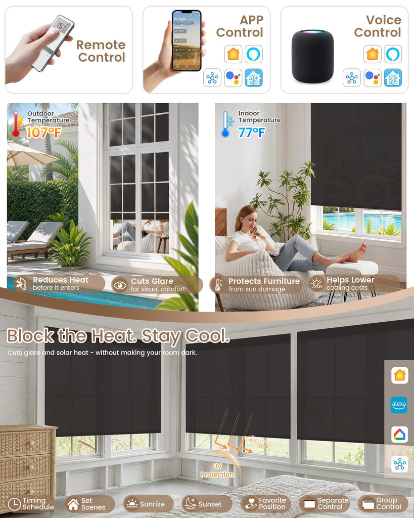 Motorized Blinds with Remote - Motorized Sunscreen Solar Shades