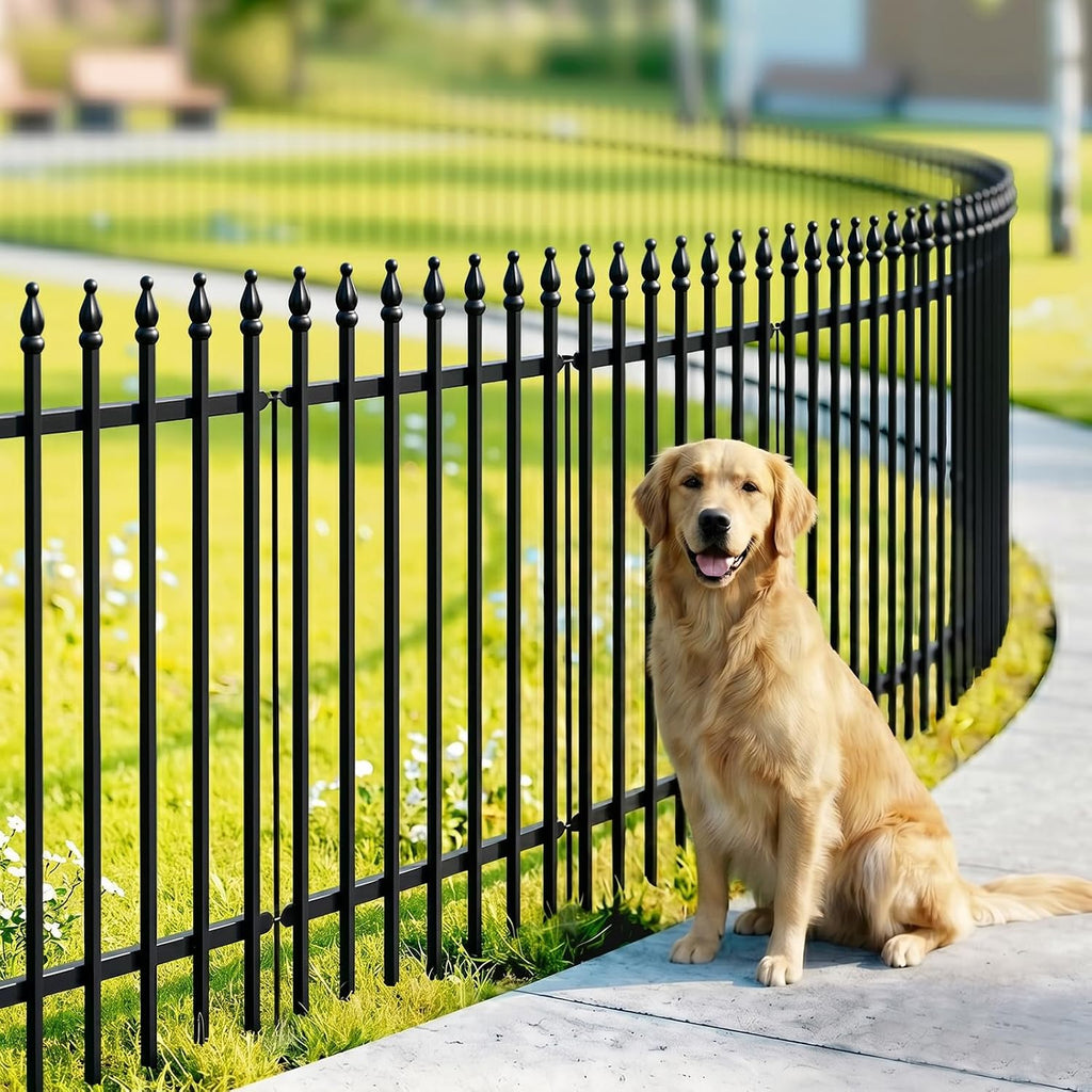 Metal Decorative Garden Fence 36" H x 28" W (5 Panels, Total Length 11.6 feet), Metal Border Folding Fence, Landscape