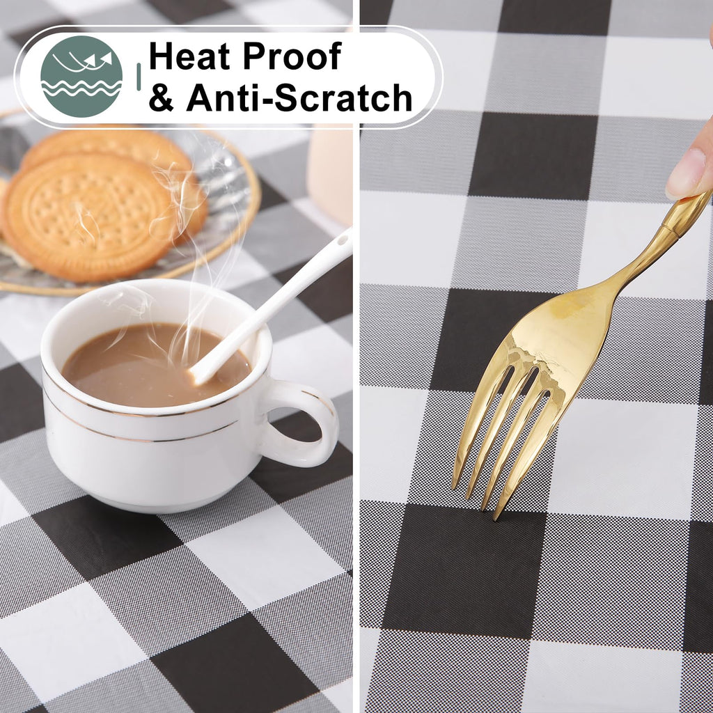 Round Waterproof Vinyl Table Cloth, Flannel Backed Tablecloth