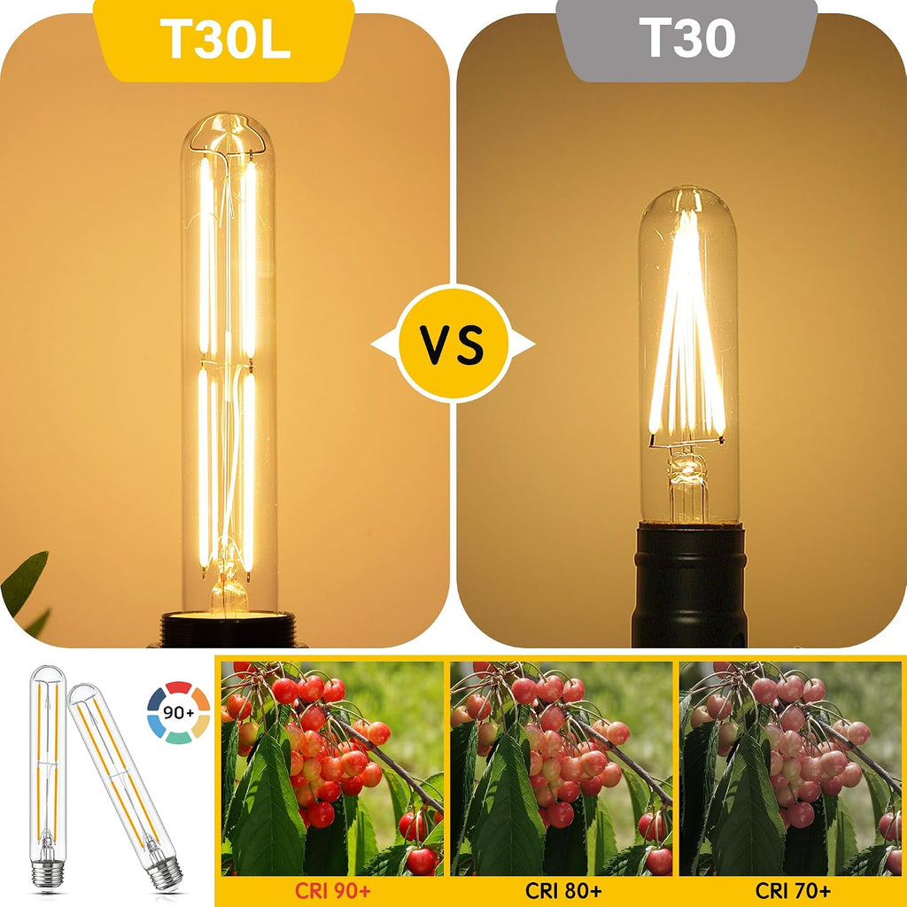 Tubular Light Bulb 7.3 Inch Dimmable T10 LED Bulb E26 6W 60 Watts