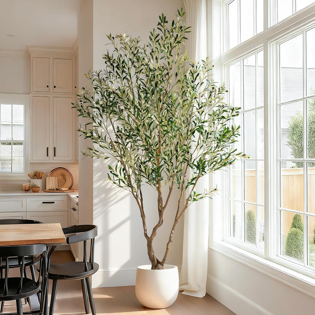 7ft Faux Olive Tree with Pot & Moss Artificial Olive Plant Fake Olive Tree Decor, Large Indoor Artificial Trees Faux