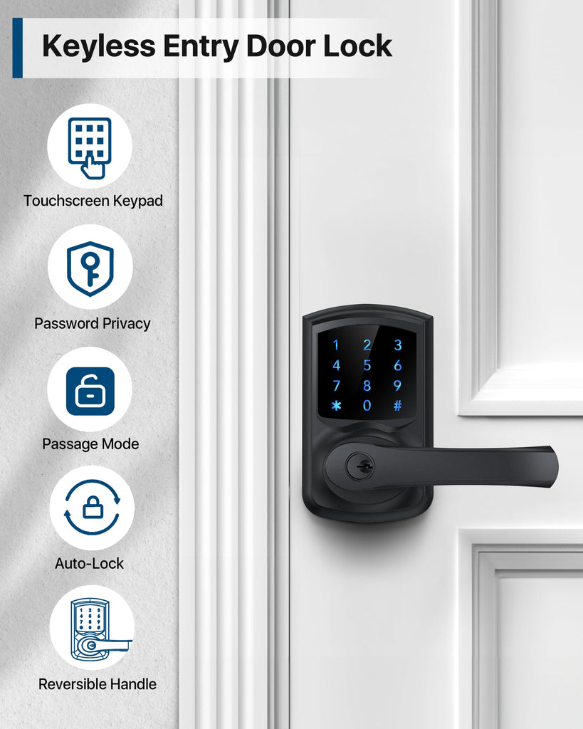 Keypad Keyless Entry Door Lock with Handle Smart Digital Deadbolts 4 Pack