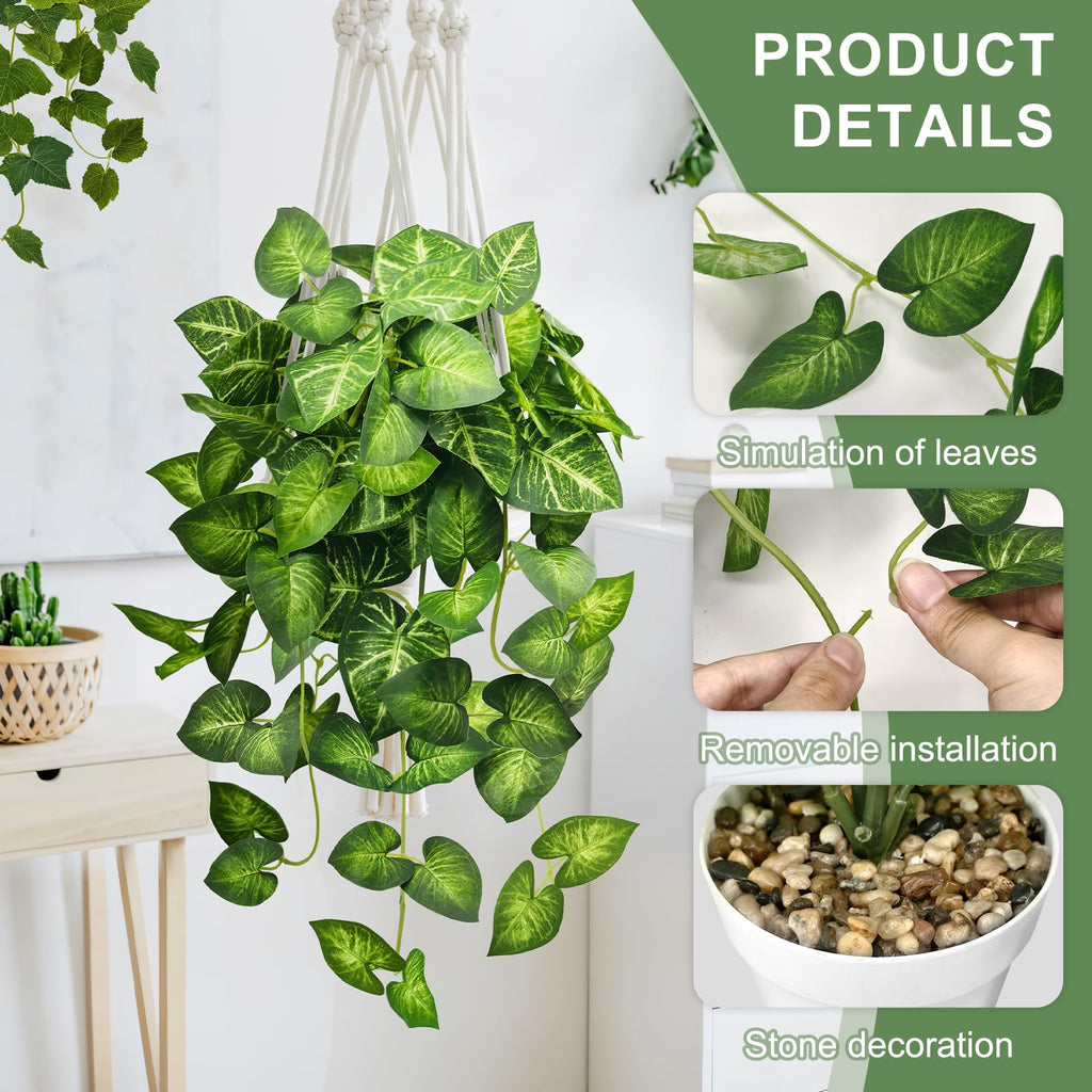2 Pack Artificial Hanging Plants with White Pots 26.8''