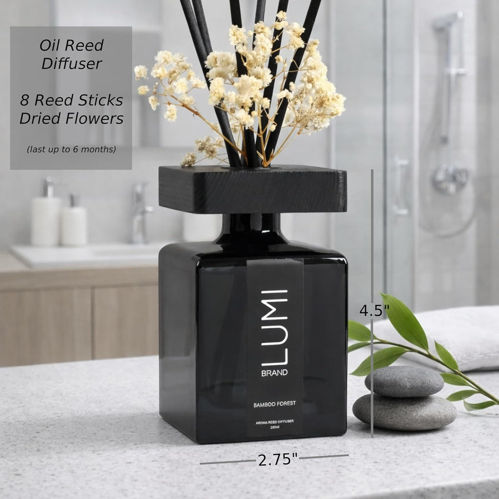 Luxury Aroma Gift Set | Bamboo Forest Scent - Reed Diffuser (200ml), Wood Wick Soy Candle (200g), Room Spray(50ml)