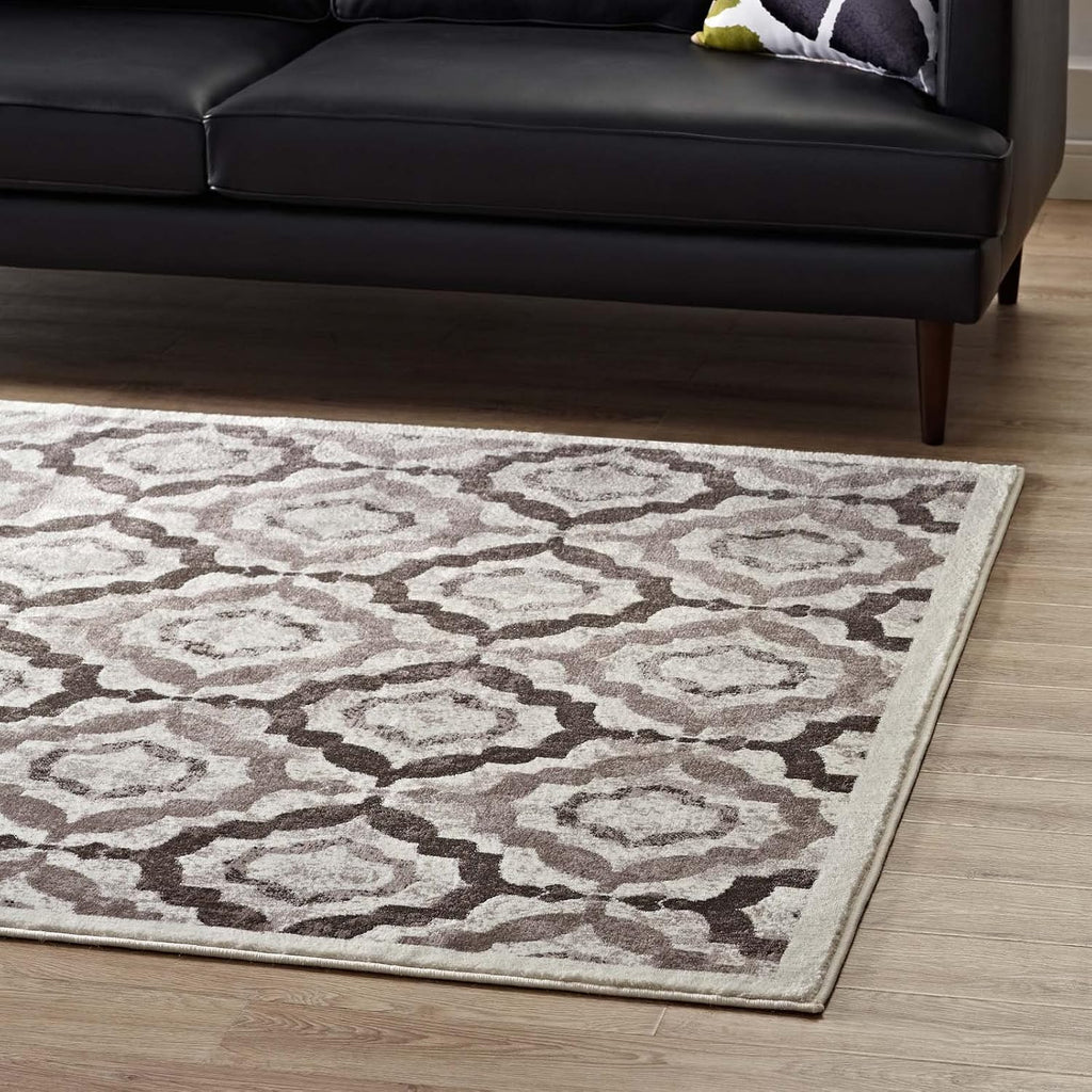 Kalinda Rustic Vintage Moroccan Trellis Area Rug in Brown, Beige and Ivory
