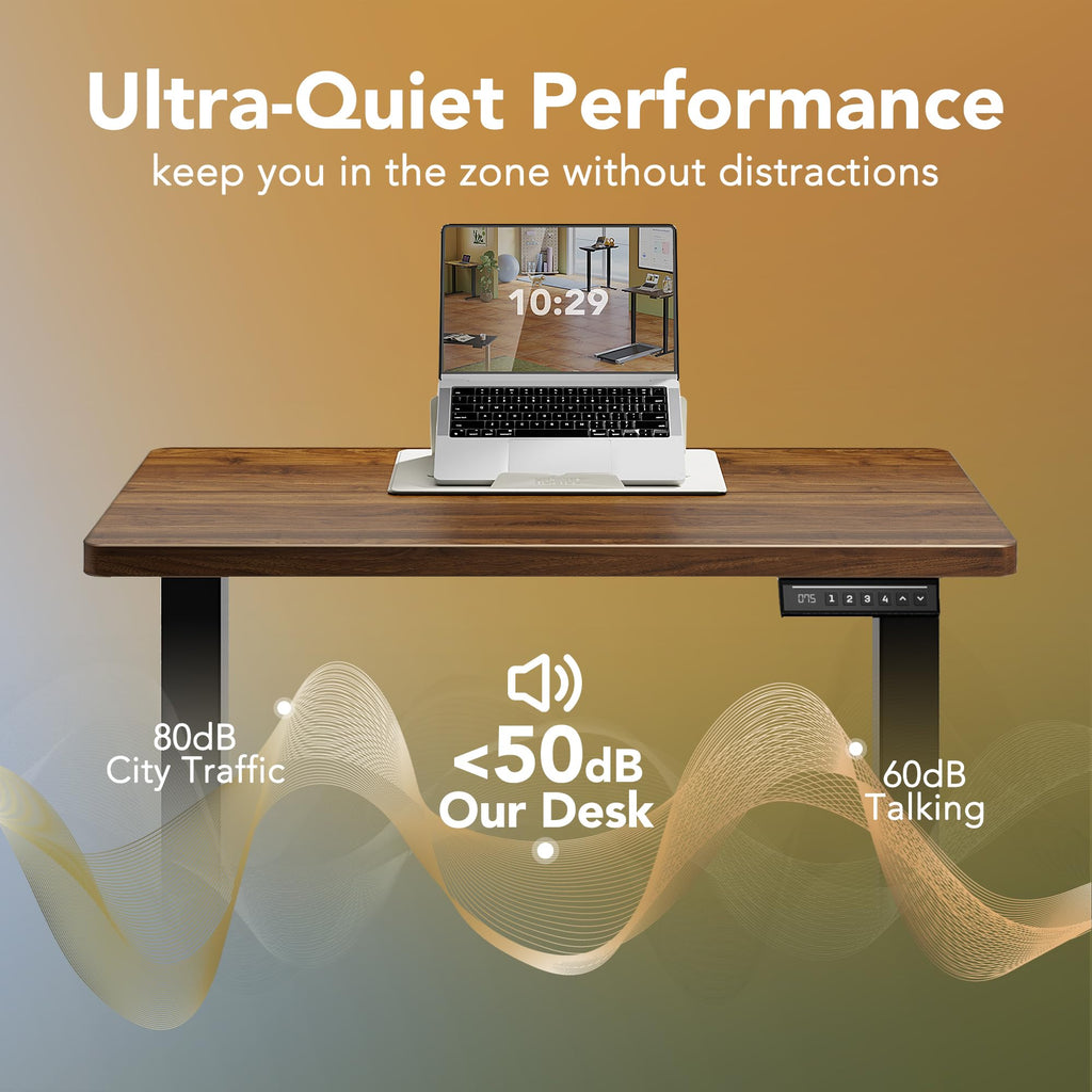 63x28 Inch Electric Standing Desk, Height Adjustable, Black Walnut