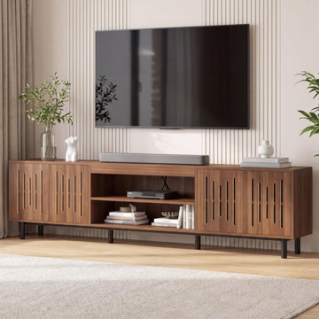 94.5" Large TV Stand with Storage, Long Entertainment Center, Walnut