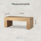 Modern Rustic Wood Coffee Table with Thick Legs, Rectangular Living Room Center Table, Natural Finish Design