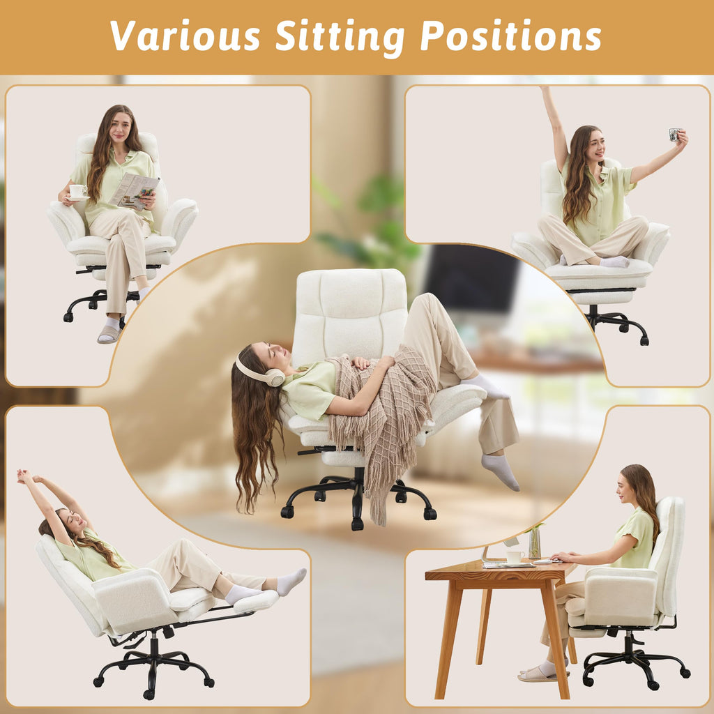 Wider Seat Office Chair with Flip Armrests for Criss Cross Legged&Cats, Big and Tall Executive Ergonomic Reclining