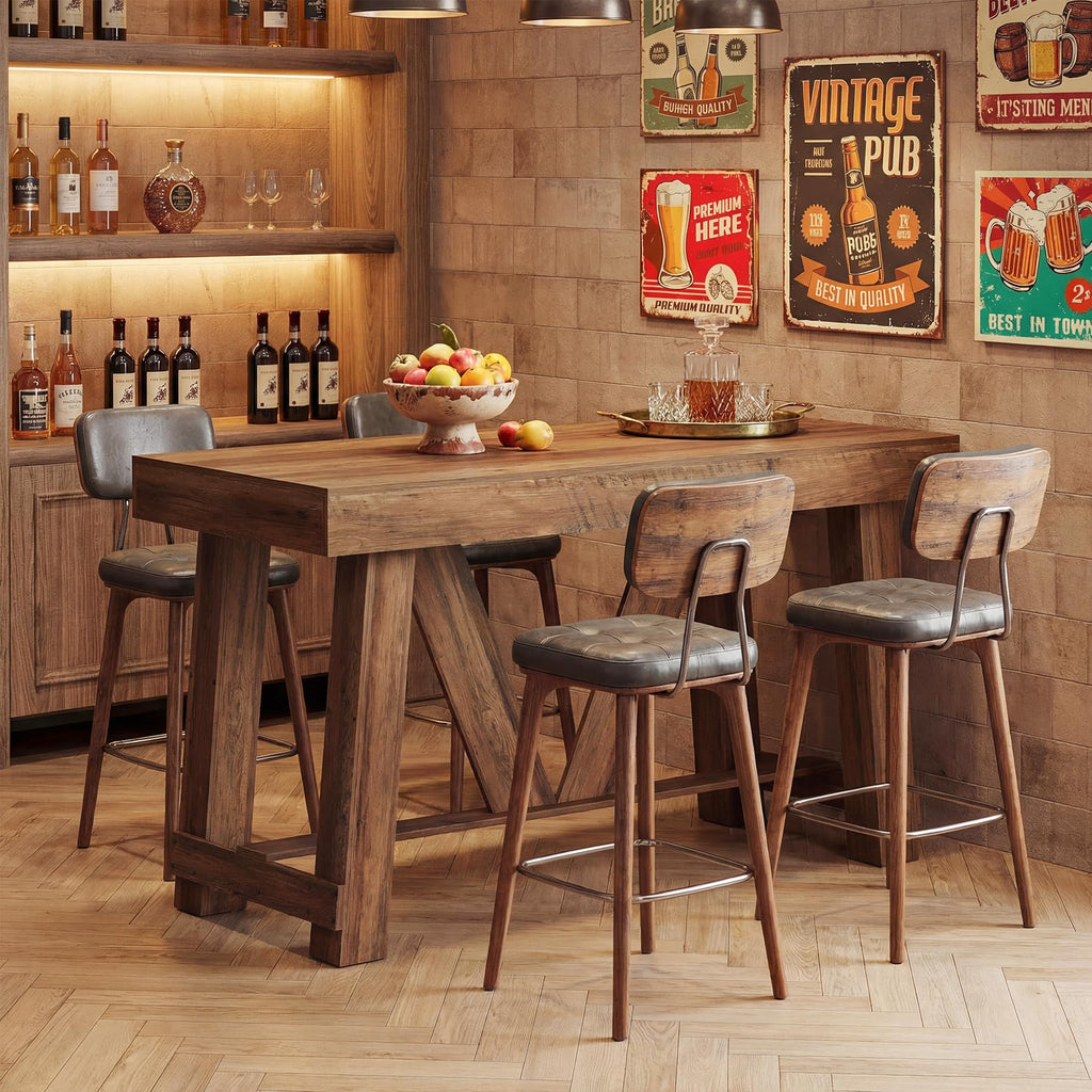 Farmhouse Bar Table, 55'' Long Counter Height Pub Table