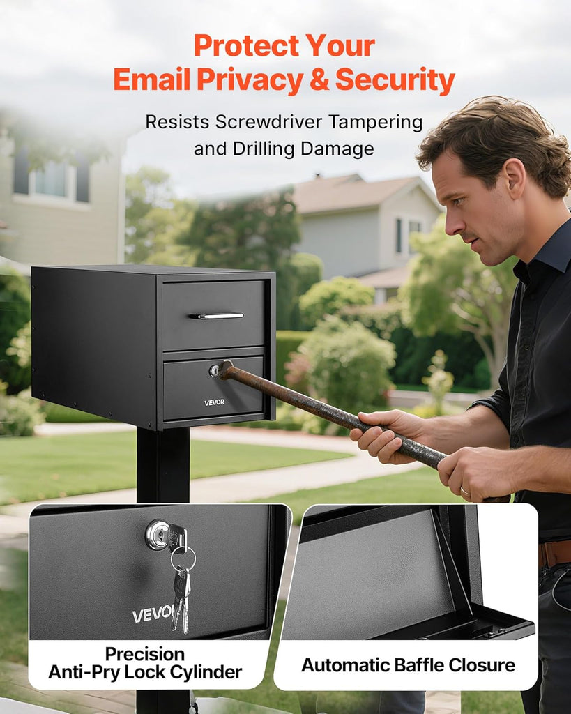 Post Mount Mailbox, Anti-Pry & Anti-Theft Mailboxes Lockable Mail Box with Magnetic Door