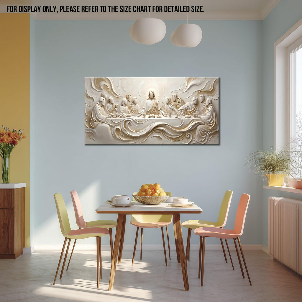 The Last Supper Textured Geometric Canvas Wall Art, structured and approachable Jesus and Apostles Scene for modern