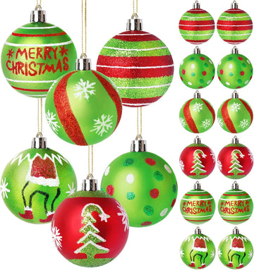 2.4 Inch Christmas Ornaments,Red and Green Christmas Ornament - Set of 12