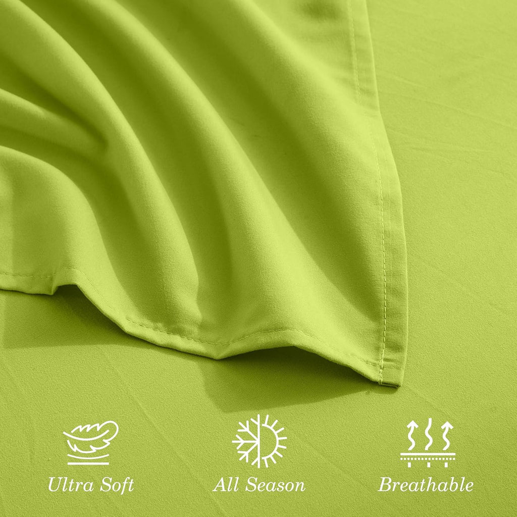 Soft Bed Sheets Deep Pocket 4-Piece, Full, Lime