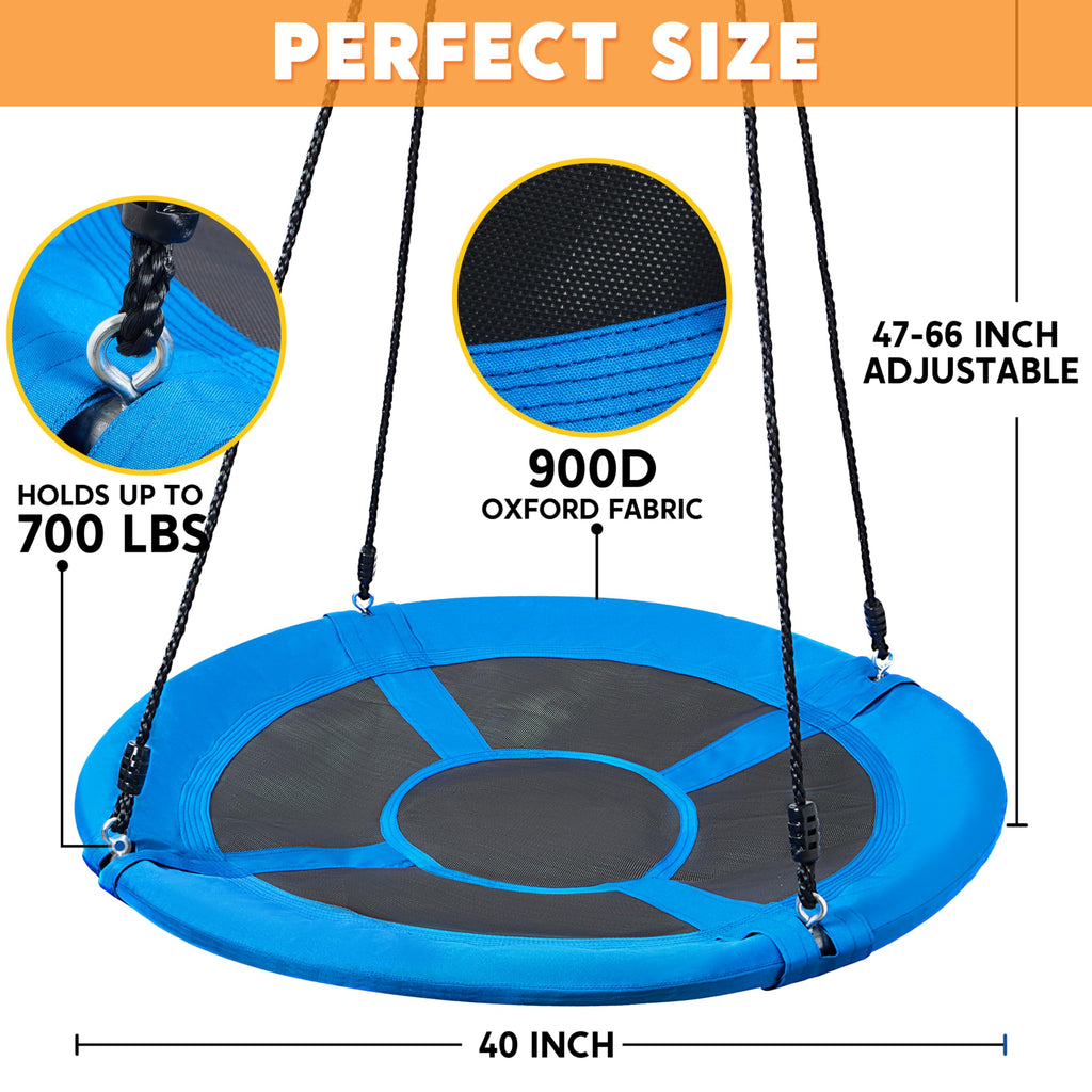 40 inch Saucer Tree Swing 900Lb Weight Capacity, Waterproof Swing Seat for Kids Outdoor with Hanging Straps