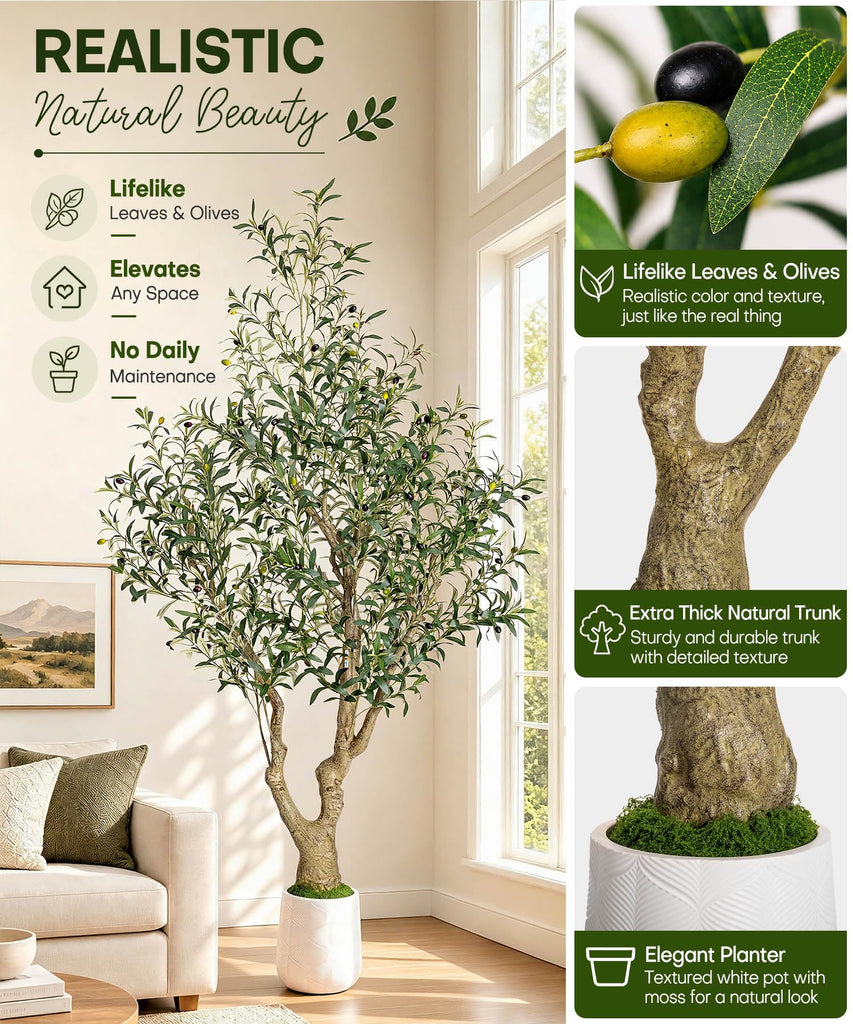 7ft Artificial Olive Tree: Large Lifelike Plant