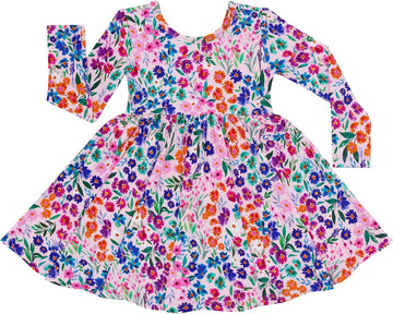 Long Sleeve Twirl Dress for Girls - Viscose from Bamboo Toddler Dresses w/Pockets & Tagless Comfort