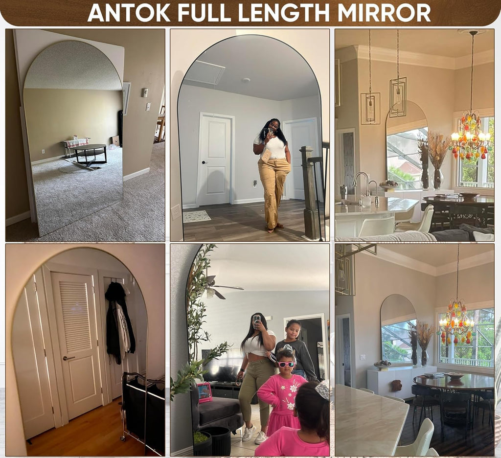 76" x44" Arched Full Length Mirror, Floor Mirror with Stand,Black