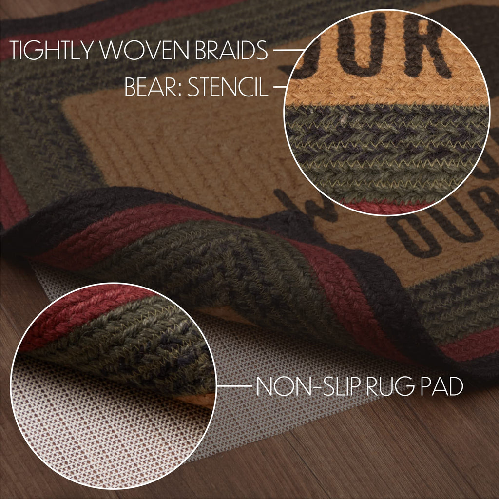 Rustic & Lodge Flooring-Wyatt Tan Bear Oval Jute Bedding Accessory, Stair Tread 8.5x27, Brown