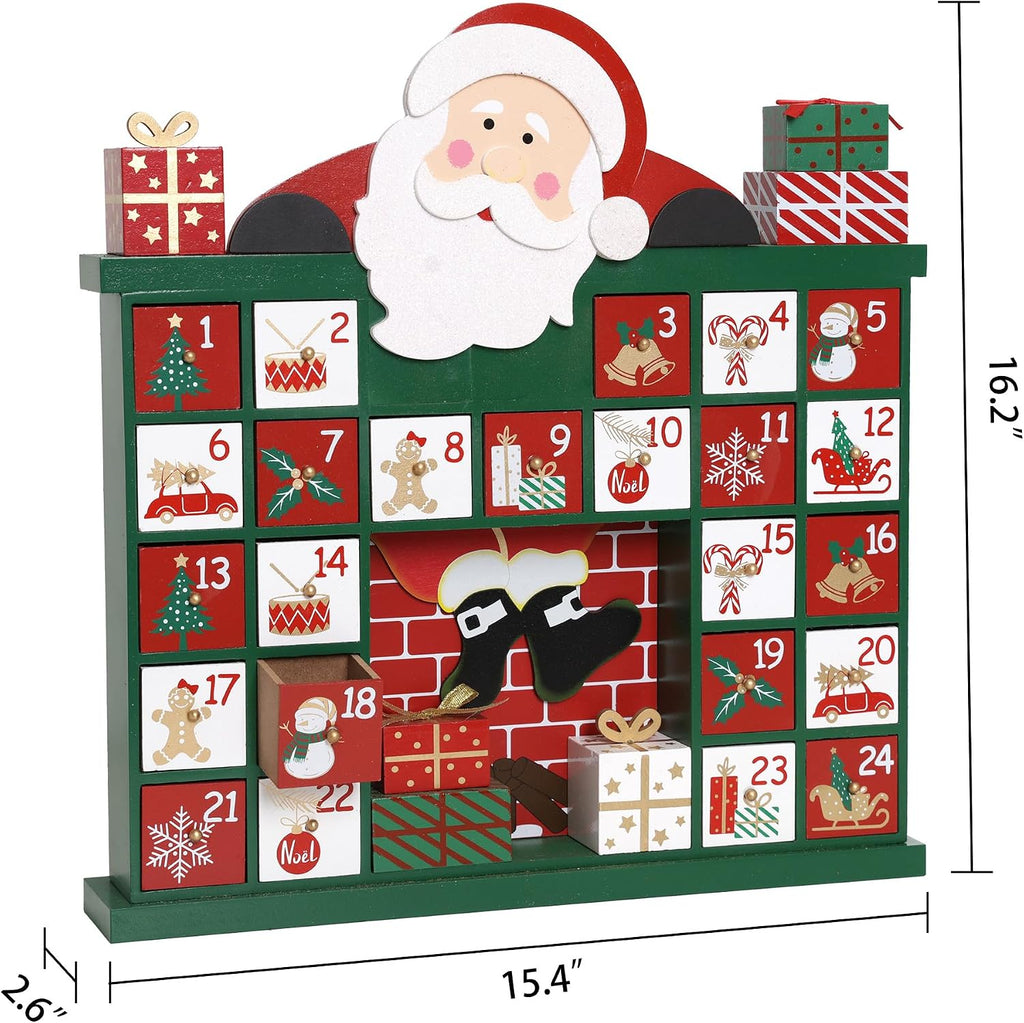 Extra-large Wooden Christmas Advent Calendar with Drawers, 24-Day Countdown to Christmas, Holiday Decoration