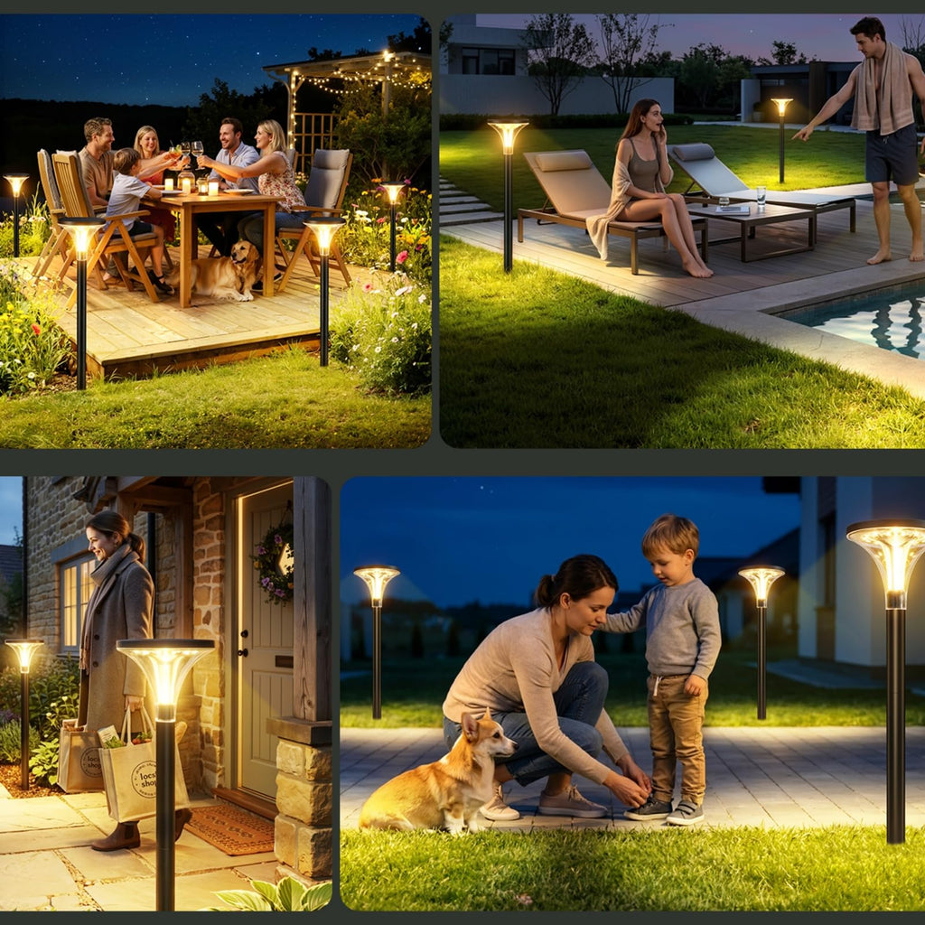 Bright Solar Pathway Lights Outdoor, 6 Pack 29" Tall Solar Powered Garden Lights Waterproof, Auto ON/Off