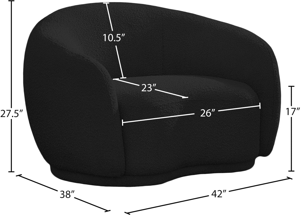 693Black-C Hyde Collection Modern | Contemporary Boucle Fabric Upholstered Accent Chair with Rounded Back, Black, 42"