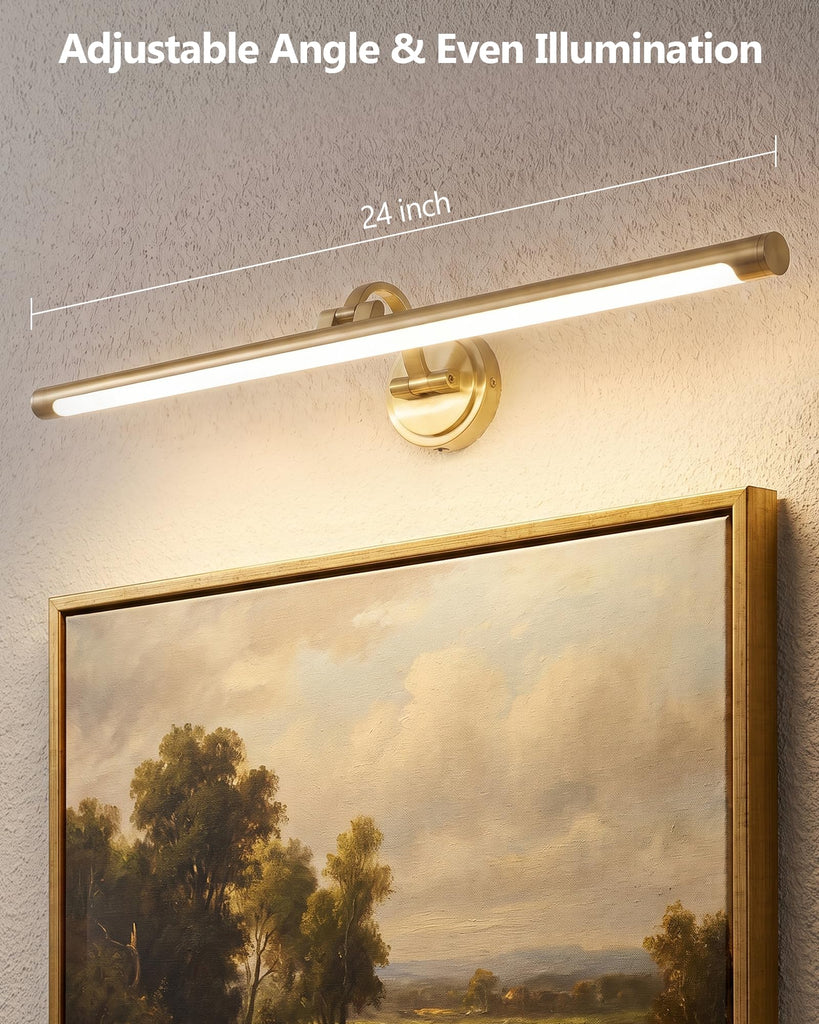 Picture Lights for Wall, 24 Inch Hardwired Picture Light, Brass Gold LED Art Lights for Wall, 3CCT Painting Light