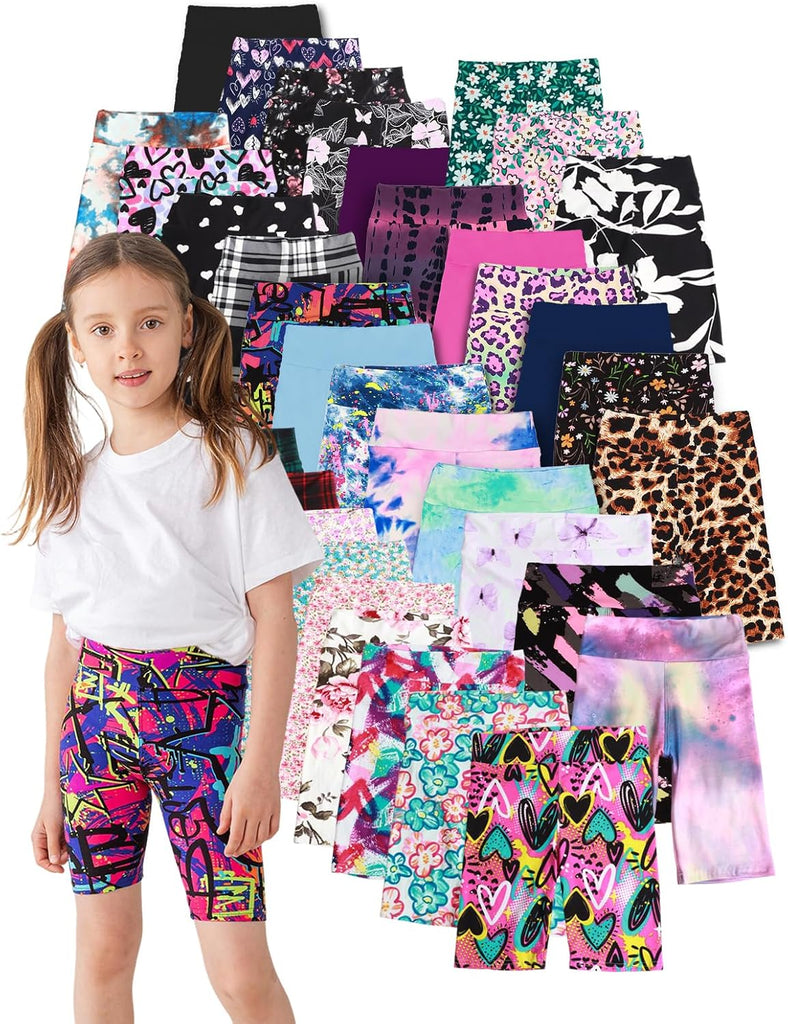 5/7/10 Pack Girls Bike Shorts 2.36" High Waisted Prints/Solid Yoga Shorts for Toddler Girls Running Dance Jump Sports