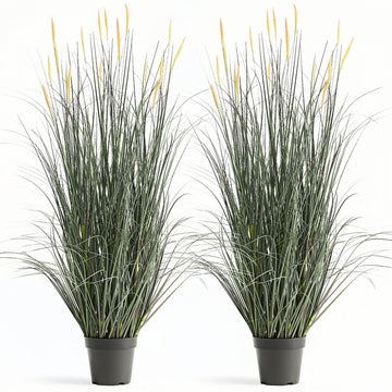Faux 4ft Horsetail Reed Grass with Pink Spikes 2-Pack, Fake Grass in Pot