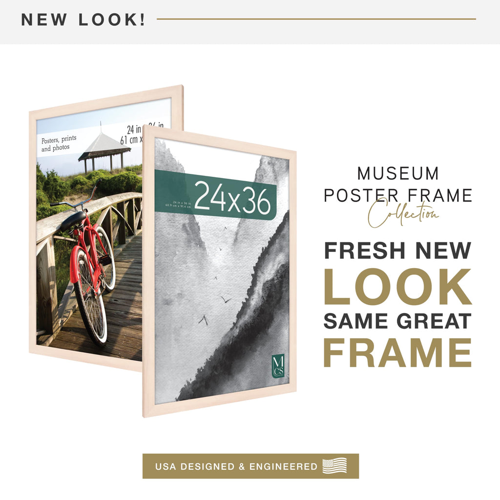 Museum Poster Frame, 24x36, Natural Woodgrain