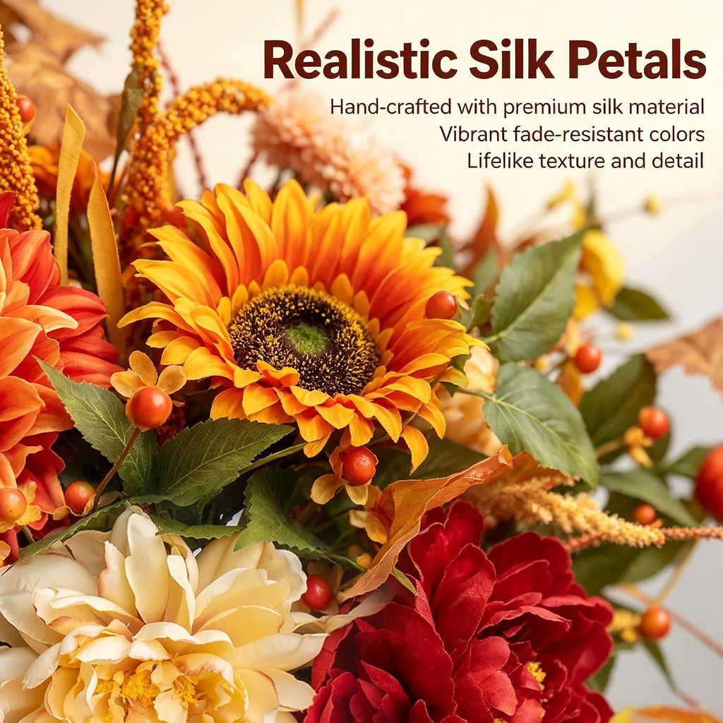 Fall Centerpiece for Table Fall Artificial Flower Arrangement with Vase