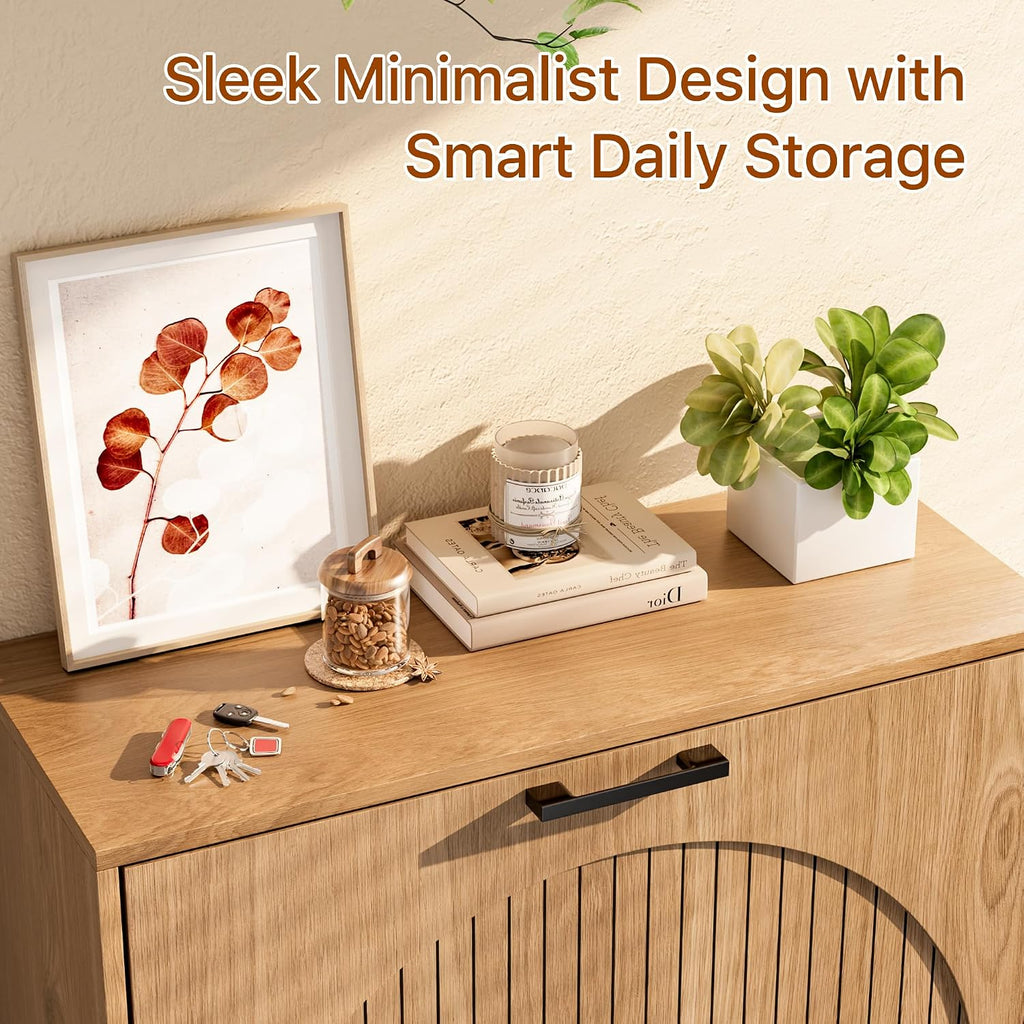 Farmhouse Shoe Cabinet Storage , Slim Shoe Rack Cabinet with 2 Flip Drawers, Narrow Shoe Organizer Cabinet with