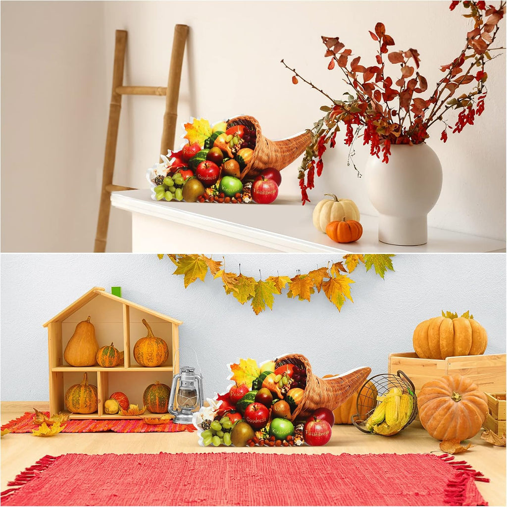 Thanksgiving Cornucopia Centerpiece Fall Table Decor with Fruits