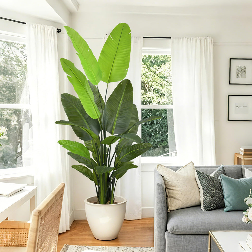 7FT Artificial Bird of Paradise Tree, 84 Inch Tall Faux Tropical Floor Plant with 22 Lifelike Leaves, Large Fake