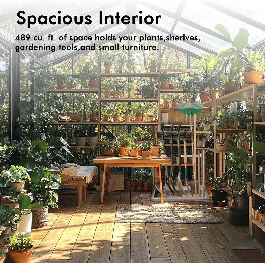 8X10FT Enhanced Aluminum Walk-in Greenhouse for Outdoors with Thermometer | Easy Assembly, UV-Resistant Panel, Rain