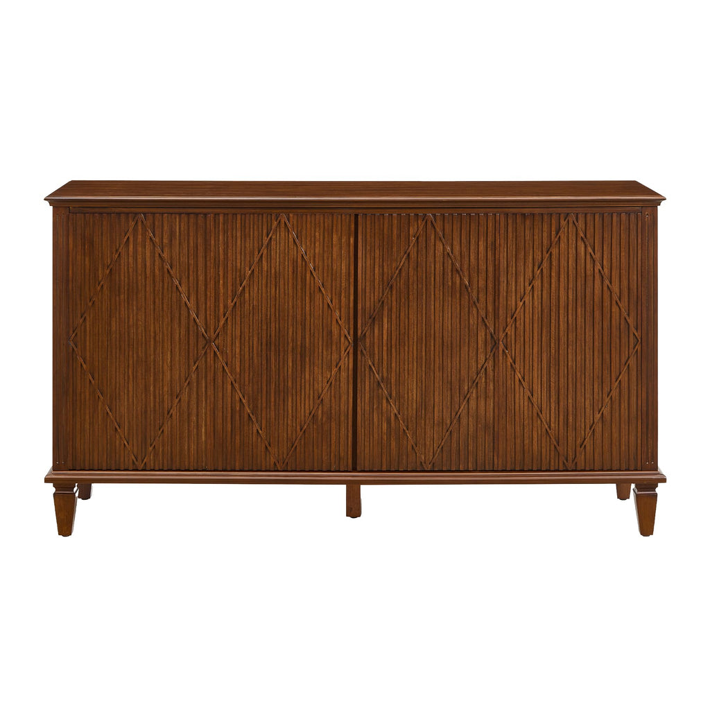 58" Walnut Veneer Sideboard Cabinet, Buffet Cabinet with Storage