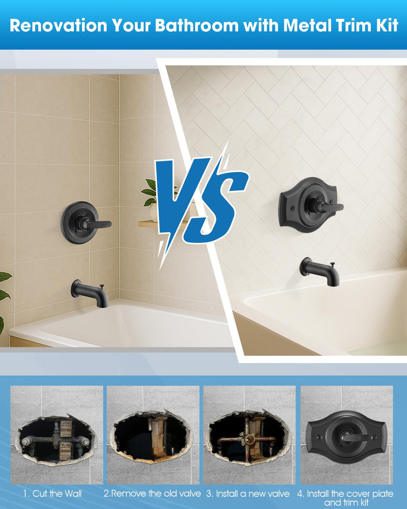 Renovation Shower Faucet Valve Cover Plate for Remodel from 2& 3 Handle Faucet to 5"-7" Diameter 1 Handle Trim Kit