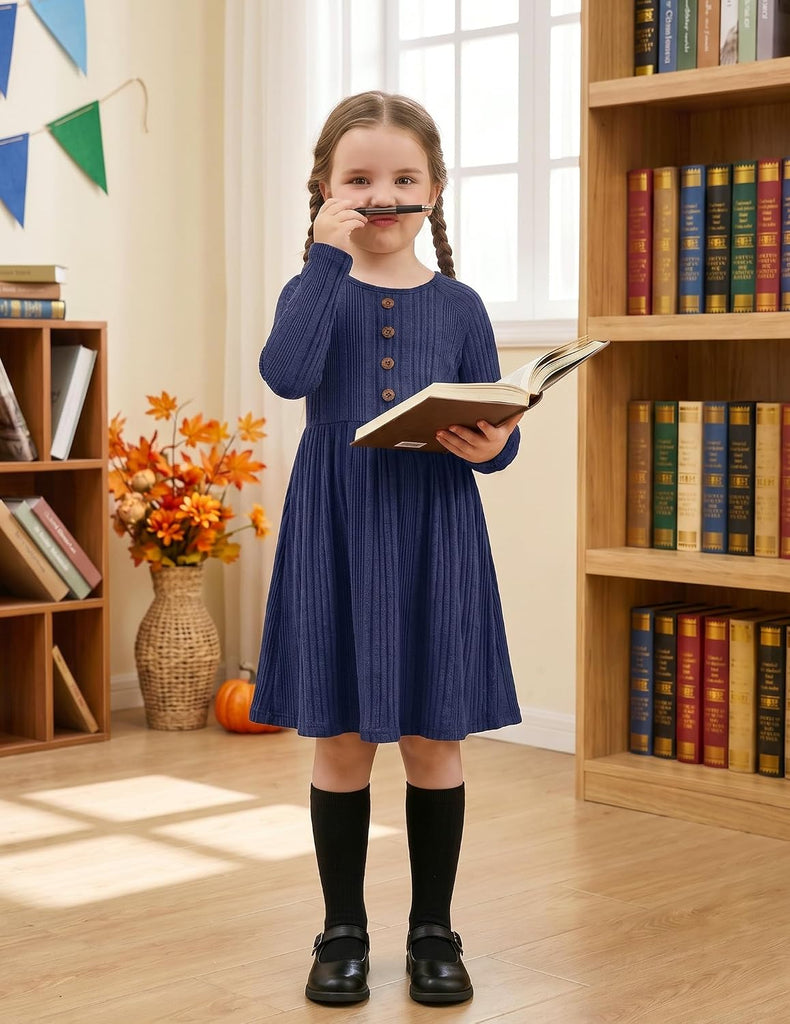 Toddler Girls Sweater Long Sleeve Knit Fall Winter Dresses