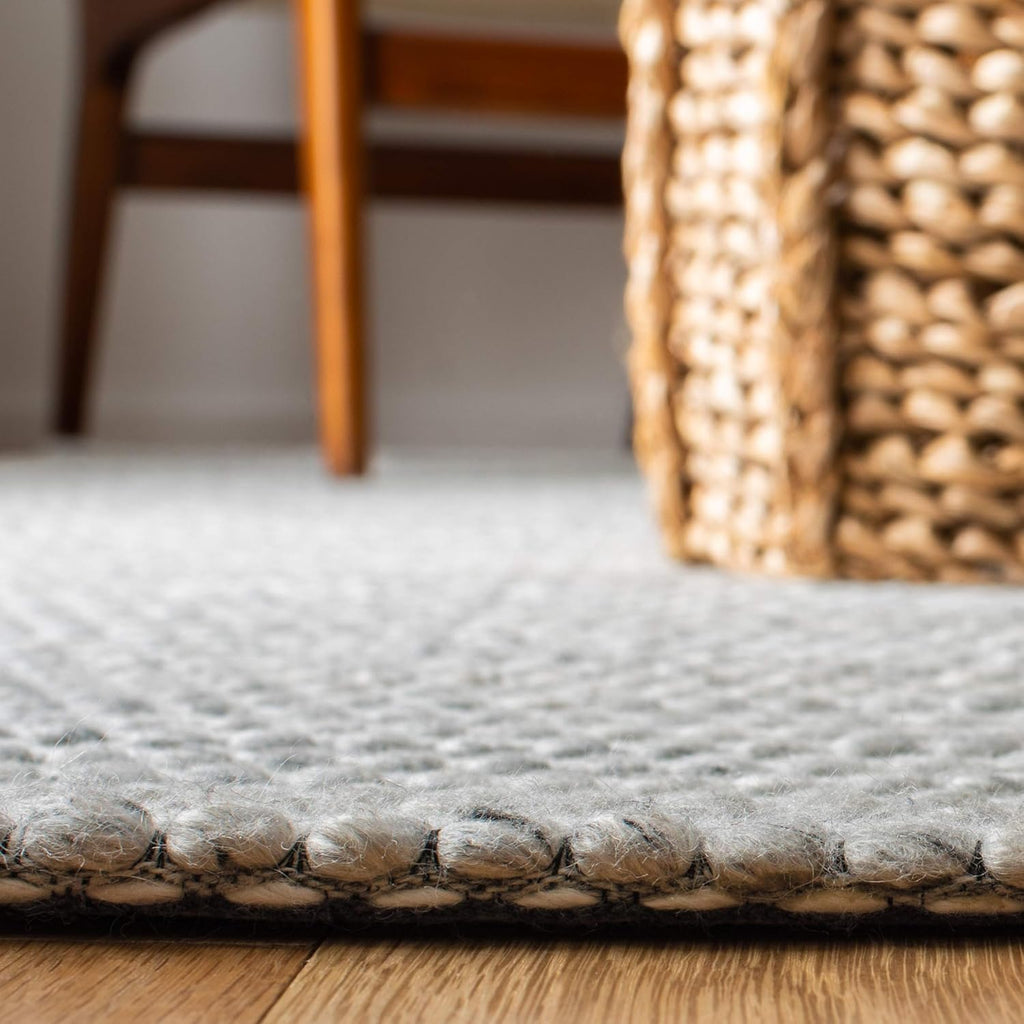 Marbella Area Rug - 9' x 12', Light Grey & Ivory, Flat Weave Wool Design