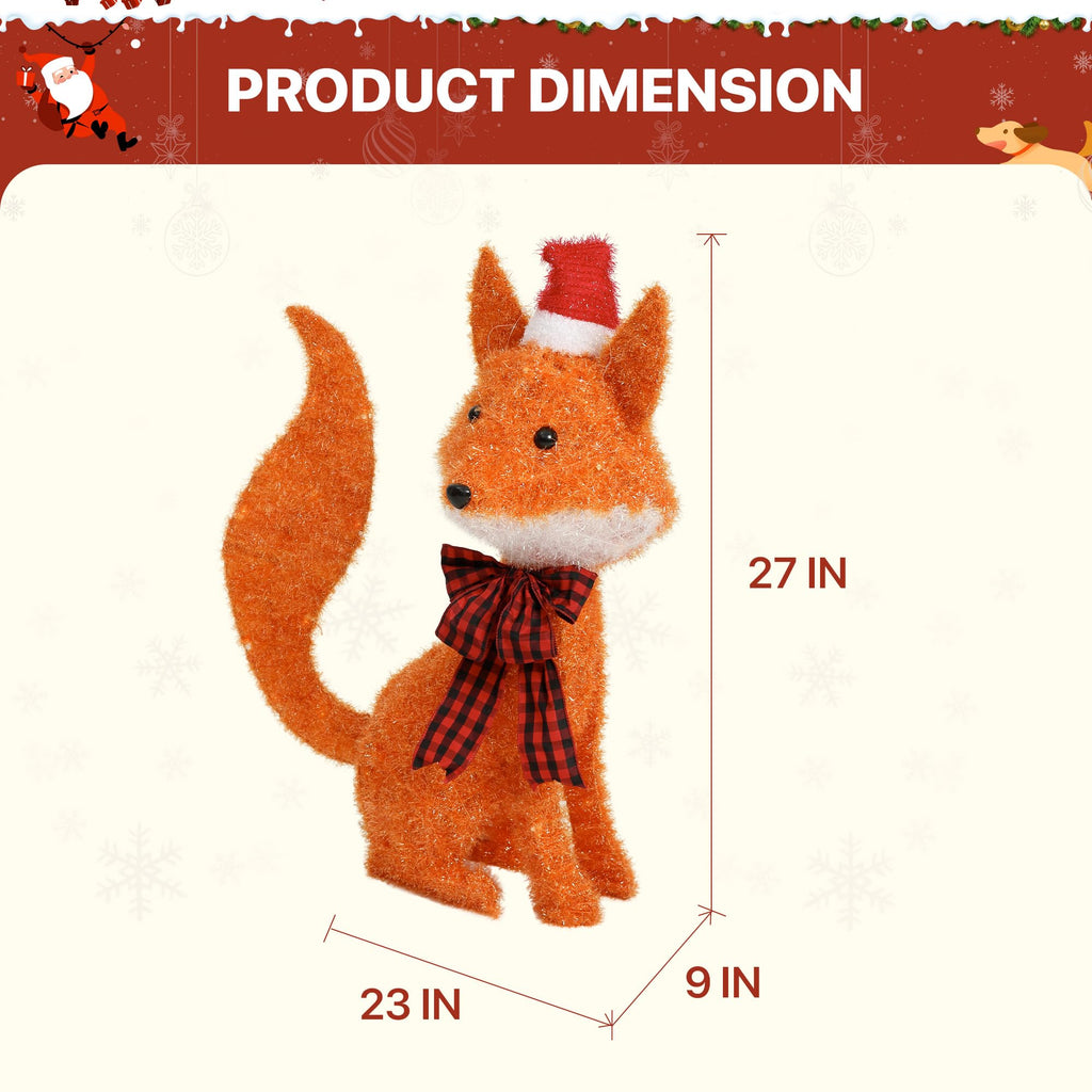 Fox Outdoor Christmas Decorations, 50 Warm White LED Lights, 27 in