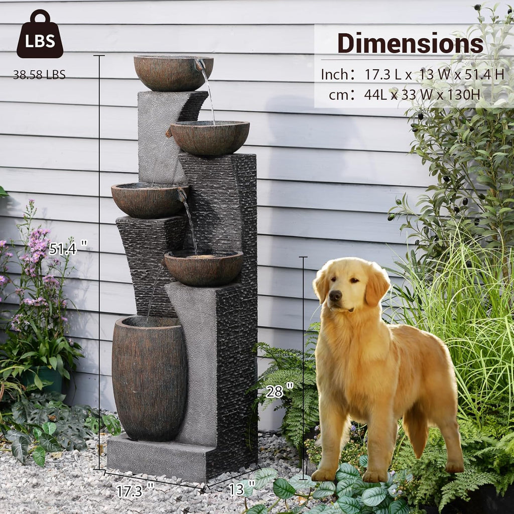 51.4" H Outdoor Garden Water Fountain