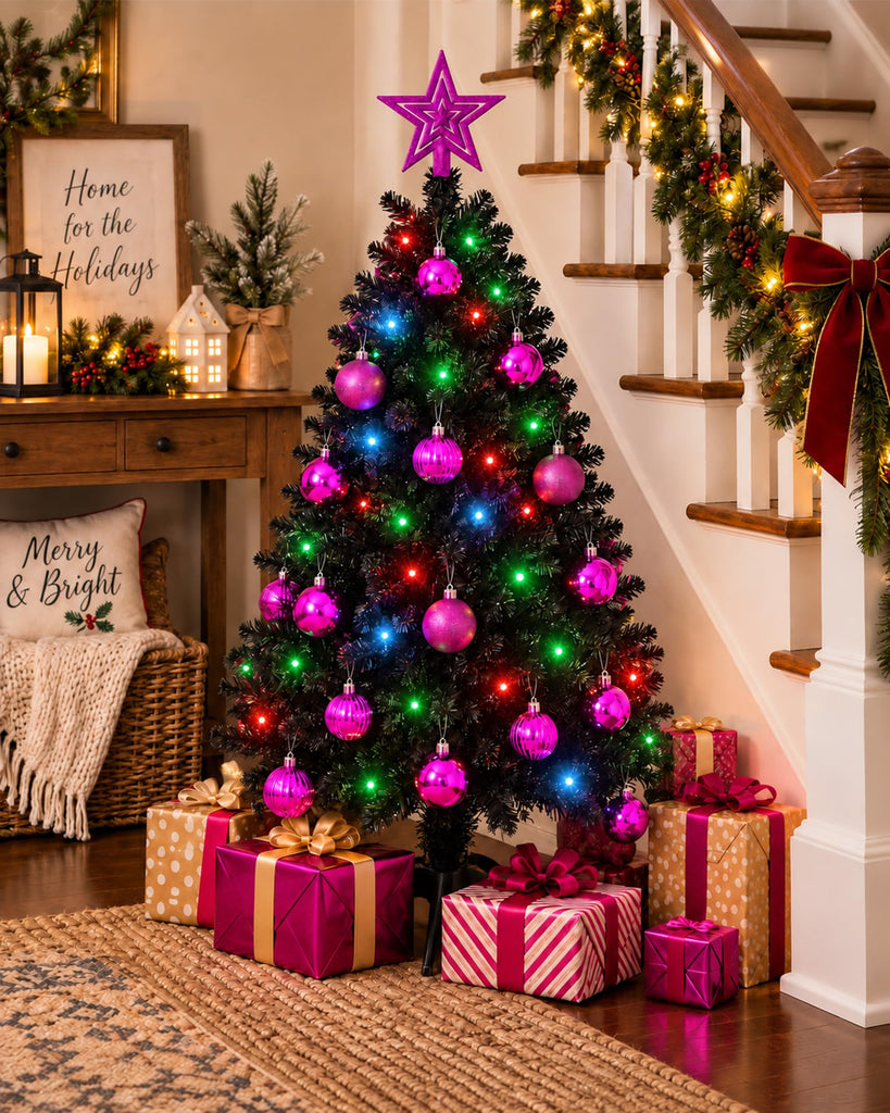 Black Christmas Tree 3ft Small Christmas Tree Artificial Mini Xmas Tree for Tabletop, Home, Office