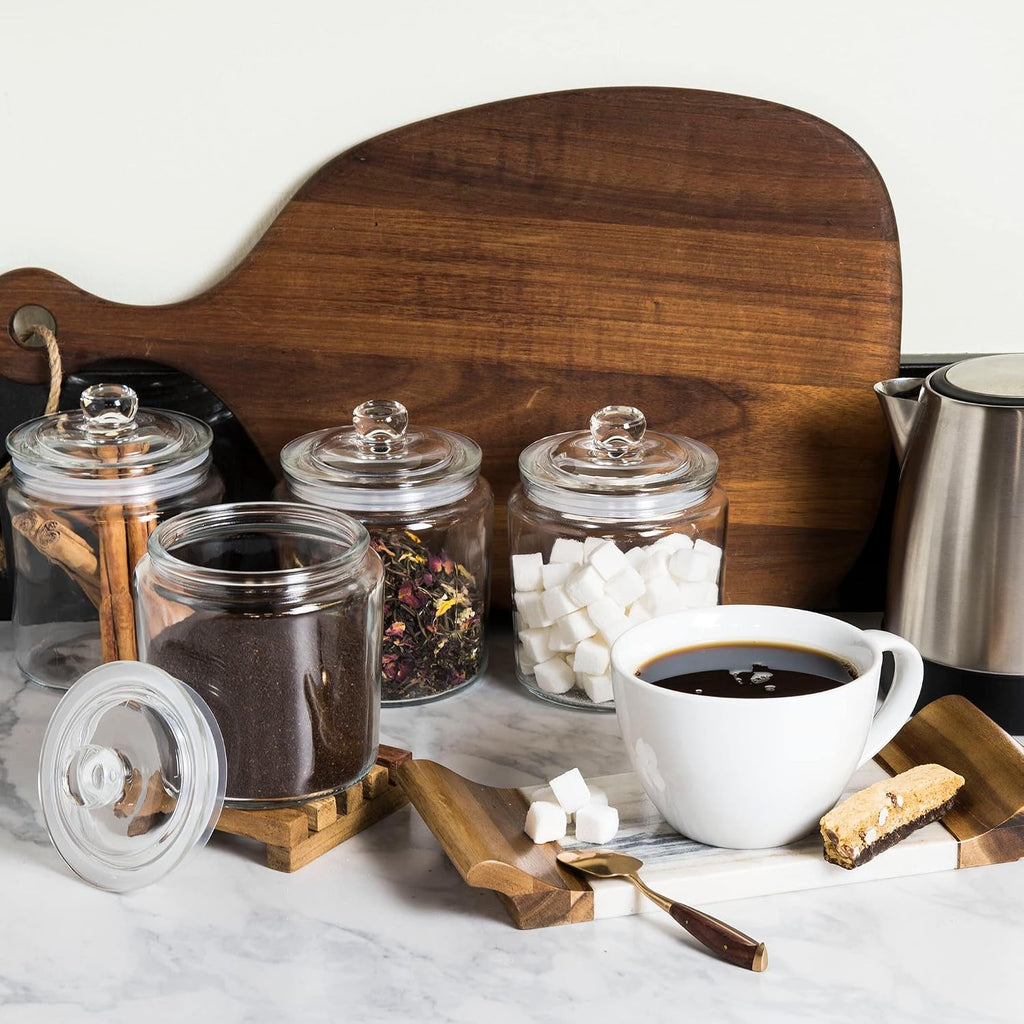 Gallon Glass Cookie Jars + Labels & Marker Canister Sets Counter with Airtight Lids, Sugar Packet - Set of 2