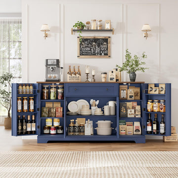 54" W Kitchen Buffet Cabinet with Storage, Coffee Bar Cabinet, Blue